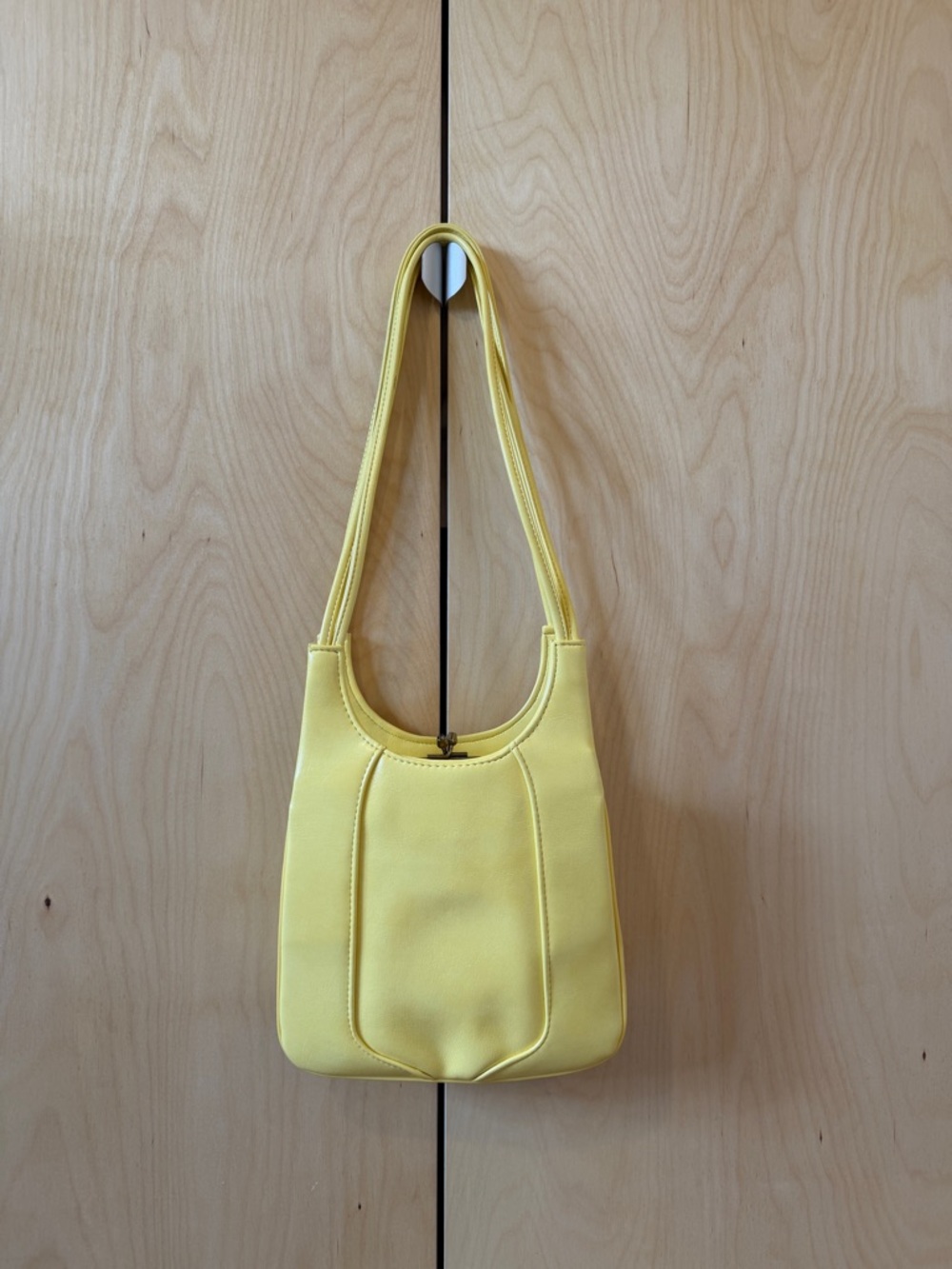 Vintage Butter Yellow Shoulder Bag with Unique Details, Spring Neutral